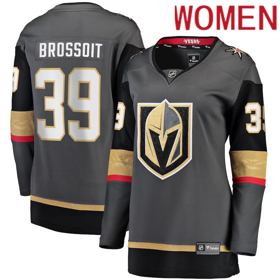 Women Vegas Golden Knights #39 Laurent Brossoit Fanatics Branded Gray Home Breakaway Player NHL Jersey